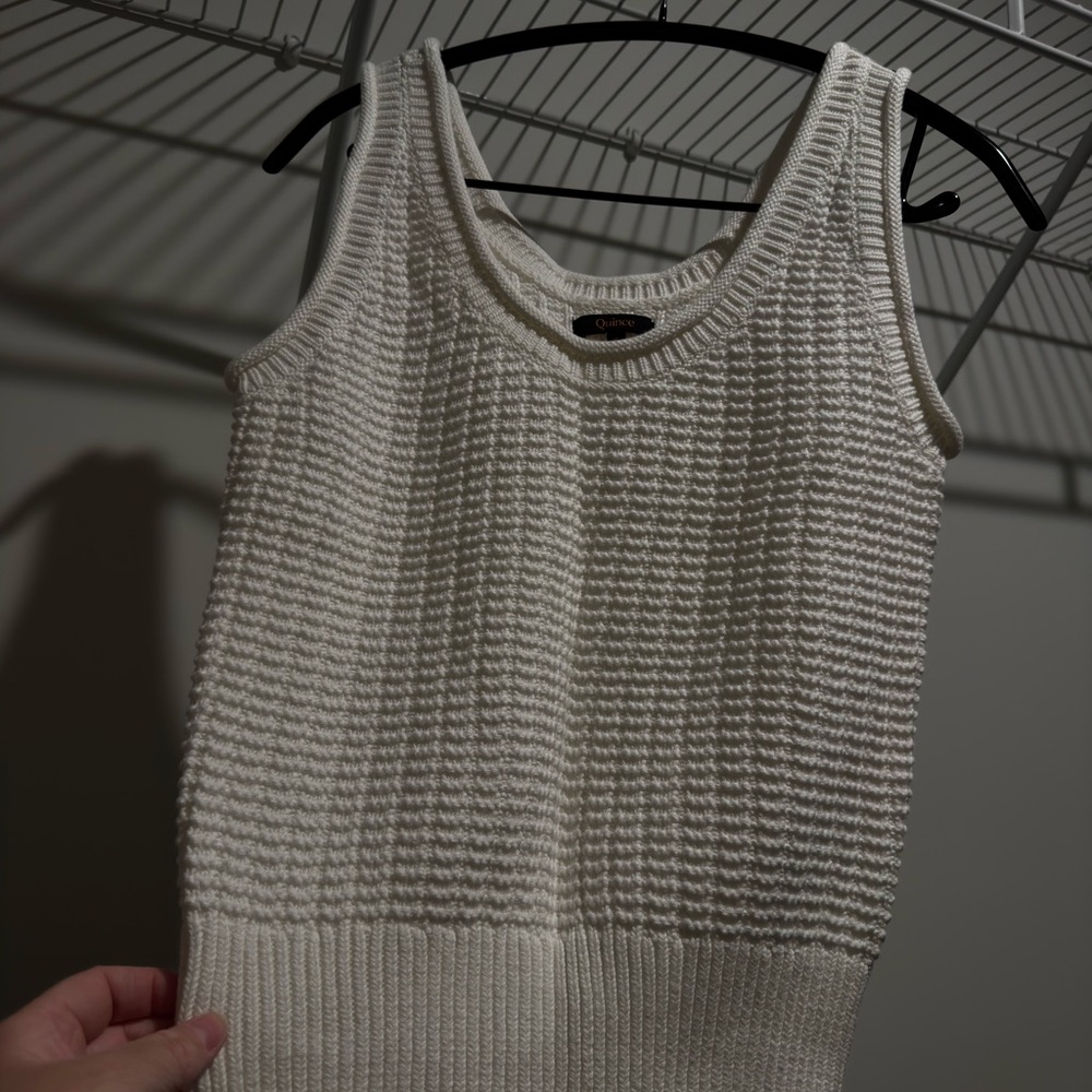 Quince Cream Ribbed Knit Tank